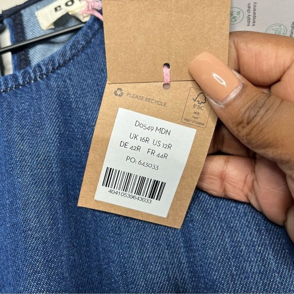 NEW Boden Women Dress 12 Denim Blouson Shift‎ Tencel Chambray Long Sleeve - Picture 4 of 16